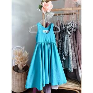 Remie Girl Teal Pocketed Empire Twirl Midi Dress 3